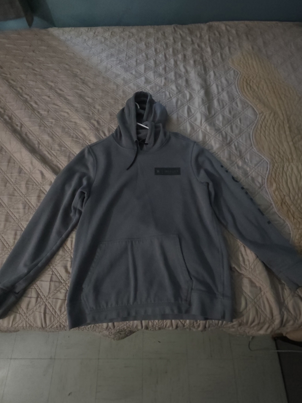 Hurley Gray Hooded Sweatshirt with Black Drawstrings